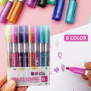 8pcs Double Lines Drawing Writting Card Pens Markers Outline Pens Highligter