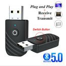 Bluetooth V5.0 Audio Transmitter Receiver USB Adapter for TV PC Car AUX Speaker@