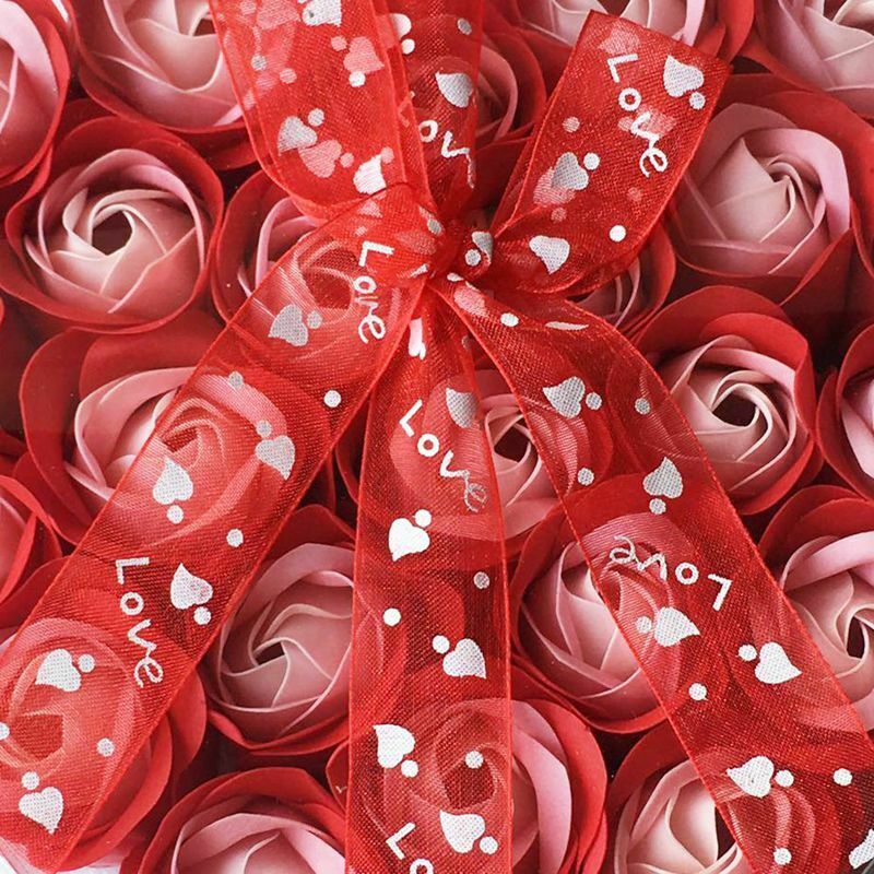 Lovely 24 Pcs Red Scented Bath Soap Rose Petal in Heart Box (Red) T8D4