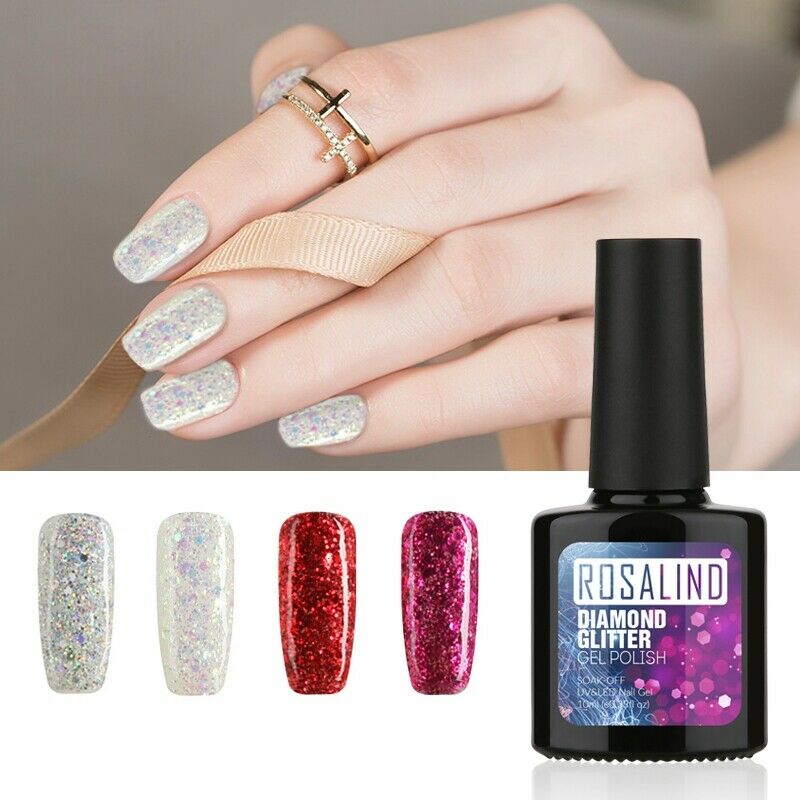 Rosalind Gel 1S P+Black Bottle 10Ml Diamond Glitter W01-29 Gel Nail Polish  I3B6