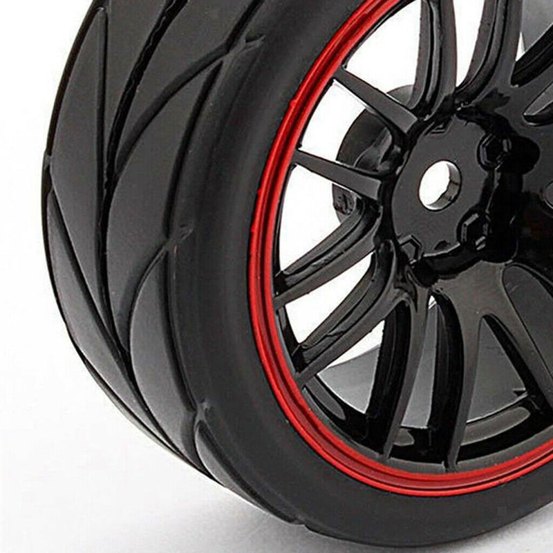 Pack of 4 Rubber Tyre Tyres Tires Wheel Rim Hex 12mm Fits for 1/10 RC Remote