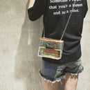 Lovely Cat Pattern Pvc Women For Metal Chain Shoulder Bag Transparent Bag