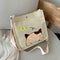 2pcs/set Women Canvas Cat Print Shoulder Crossbody Handbags Pen Bag (Beige)