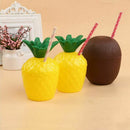 1Pcs/Lot Plastic Fruit Drinking Cup &Straw Hawaii Luau Birthday Summer Beac