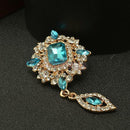Fashion Blue Rhinestone Crystal Tear Drop Brooch Wedding Party Jewelry