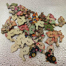 Rabbit Shape 2 Holes Wooden Buttons Pack of 50pcs