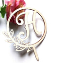 Letter H Initial Wood Cake Topper Wedding Anniversary Birthday Party Decor