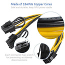 PCI Express Power Splitter Cable 6-pin to 2x6+2-pin(6-pin/8-pin)18 AWG