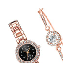 Bracelet Watch Jewellery Gift set Chain Cuff Bracelet Rose Red+Black