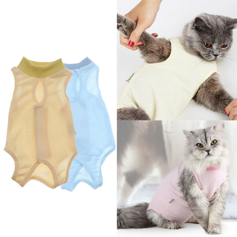 2 Pcs Suitical Recovery Suit for Dog - Blue/Yellow - Cotton Breathable