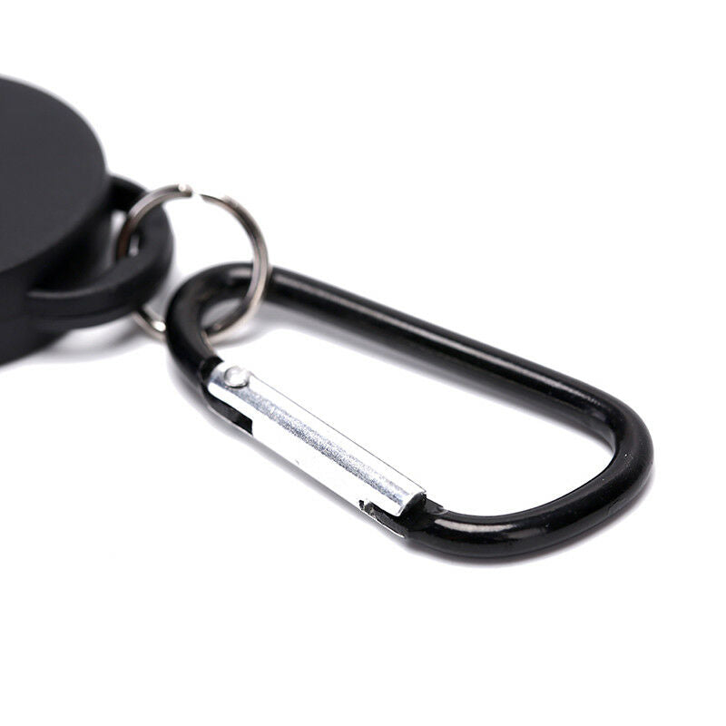 Black Retractable Key Chain Reel Steel Cord Recoil Belt Key Ring Badge Holder ME