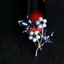 Exquisite Temperament Blue Crystal Brooch Physiology Coniferous Women'S Bro L8O6