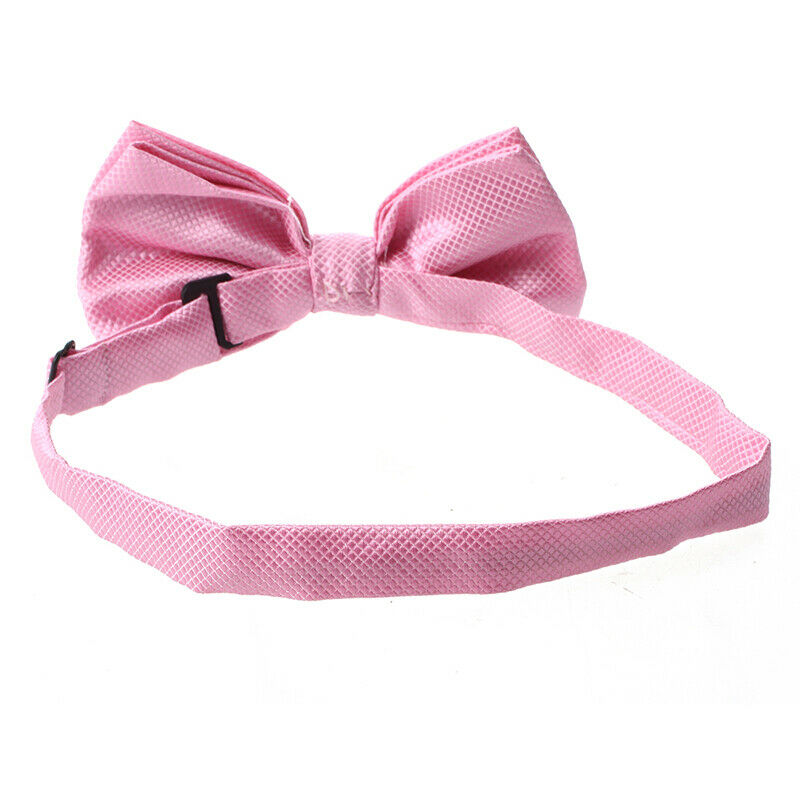 Men's Plain Polyester Pre Tied Wedding Bow Tie (pink) E9K3