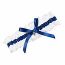 Bride's Bridal Wedding Garters Satin Bowk Flowers Royalblue X3O1