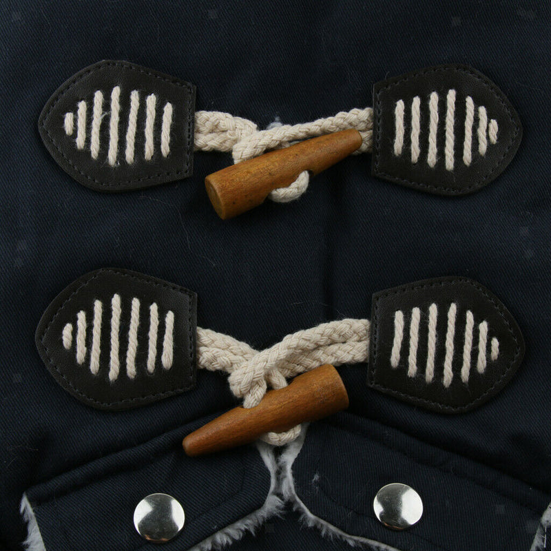 Autumn Winter Pet Dog Horn Buckle Hooded Pocket Thick Warm Coat Blue