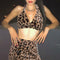 Leopard Halter Vest Women V-neck Bra Tank Sleeveless Crop Tops (Brown M)