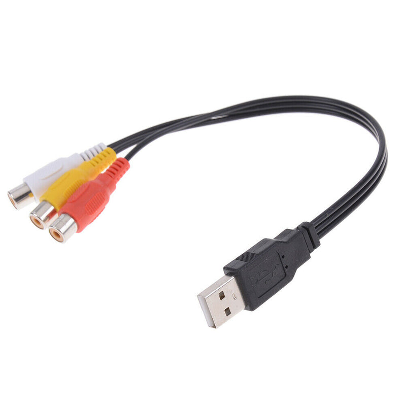 USB Male Plug To 3 RCA Female Adapter Audio Converter Cable USB to RCA â„–[