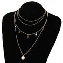 Simple Multi-layer Necklace Women Wafer Pendant Clavicle Chain Jewelry Gift A