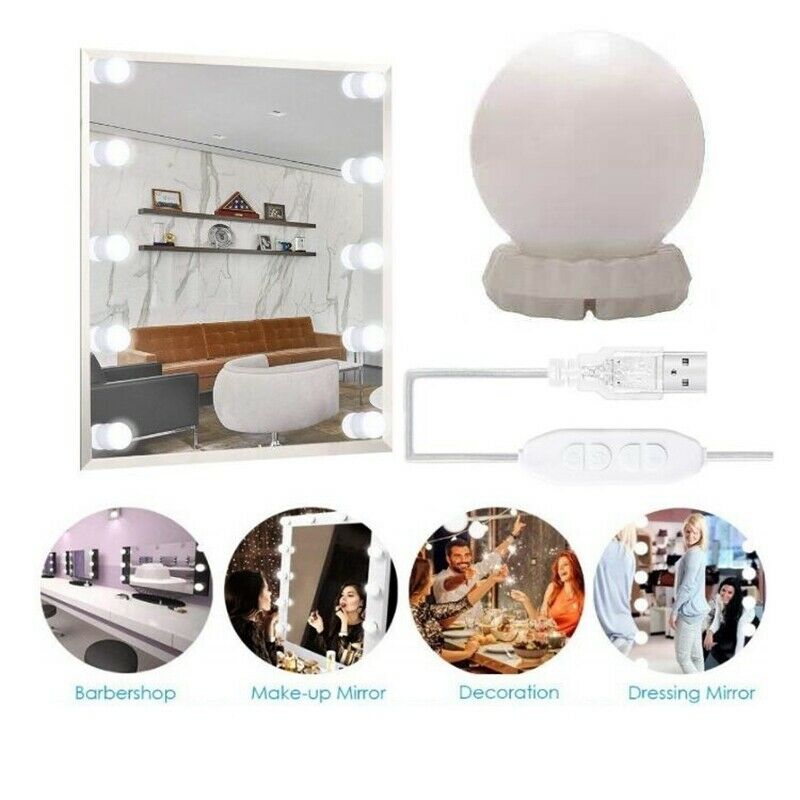 Hollywood Style LED Mirror Light Makeup Mirror USB Cosmetic Make Up Lamp 10 N2V9