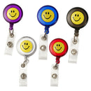 Smiling Face Retractable Pull Chain Badge ID Holder Reel Recoil Key Ring Clip