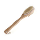 2-in-1 Sided Natural Bristles Scrubber Long Handle Bath Body Brush Massage