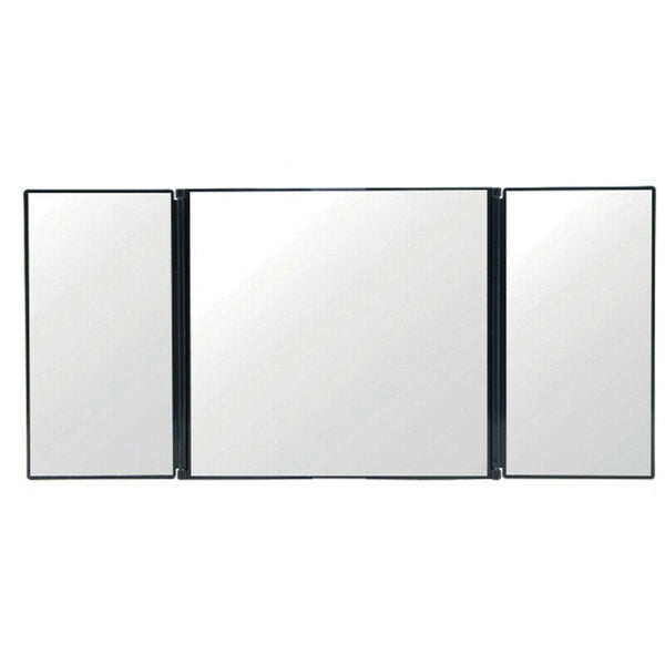 1x Car Interior Sun Visors Tri-Fold Makeup Mirror Travel Accessories ABS+Glass