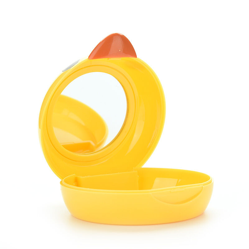 Cute Yellow Duck Contact Lenses Lens Case Holder Box Portable Travel Kit Set  JR