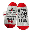 Print Men Women Christmas Combed Cotton Breathable Long Socks (Red) A