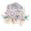 1 Yard Sequins Jacquard Ribbon Trim with Pom Poms Tassel Crafts Supplies
