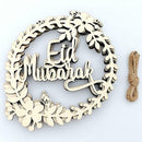 5pcs Wood Eid Mubarak Garland Hanging Pendant Muslim Ramadan Party Decor