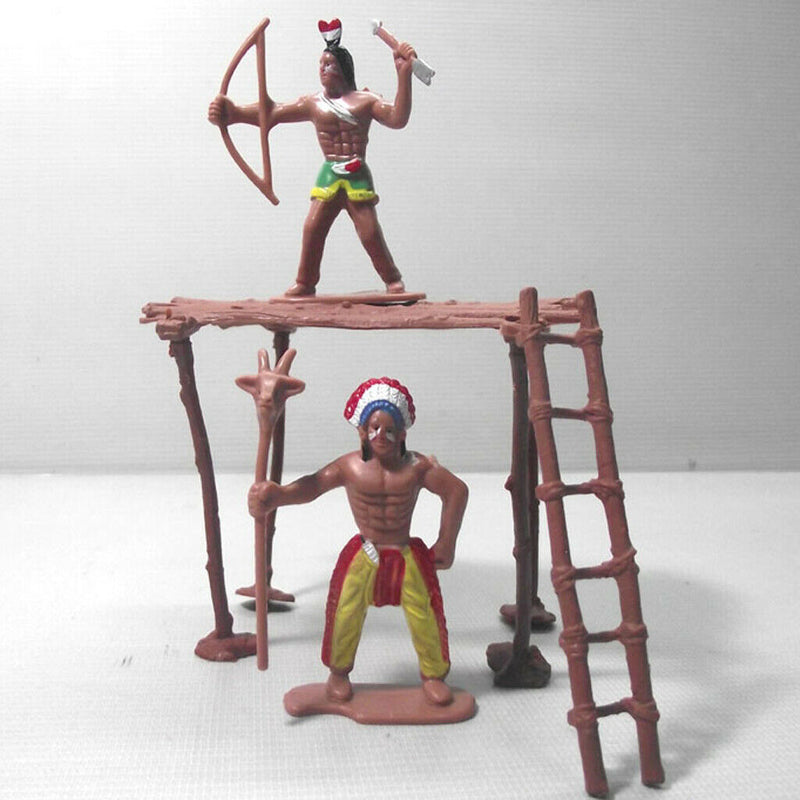 Plastic Cowboys Indians 1 Set Figures US Old West Kids
