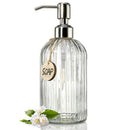 Glass Soap Dispenser with Rust Proof Stainless Steel Pump, Refillable Liqui