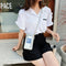 Women Touch Screen Phone Pouch PU Splicing PVC Crossbody Bag (Light Grey)