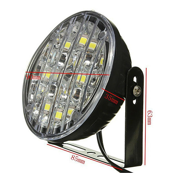 2pcs 12V 18LED Round Car Driving DRL Daytime Running Light Fog HeadLight Lamp