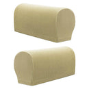 Stretch Fabric Furniture Armrest Cover Protector, Set of 2, Beige Flannel