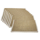 8Pcs Linen Table Mat Lace Placemat Set Natural Jute Woven Tableware Mat Wed