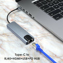 5 in 1 USB 3.1 Type-C HUB Aluminum Alloy 4K HDMI 2 USB3.0 PD RJ45 Adapter A