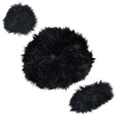 3 Black Wool Plush Warm Car Steering Wheel Cover Handbrake Gear Cover Cap Winter