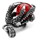 Stainless Steel Pendant Necklace CZ Red Dragon Claws Bead Gothic Men ,23 in Y4O9