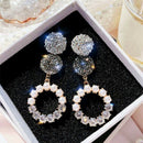 4X(Statement Rhinestone Circle Star Korean Long Earrings For Women Trendy JM9J8)