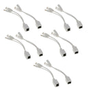 10Pack Power Over Ethernet PoE Adapter Injector + Splitter Cables Kit White