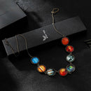 Trendy Universe Solar System Planet Galaxy Space Glass Pendant Lumious Necklace