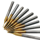 10Pcs 0.8-3.175Mm Pcb Drill Bits 1/8 Inch Cnc End Mill Engraving Cutter Set