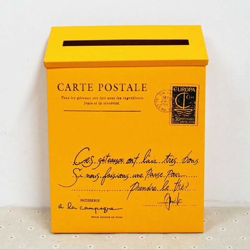 Galvanized Wall Mounted Letterbox Letter Post Mail Box Keys Holder Yellow