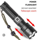 Zoom Waterproof 3000lm XHP70LED Flashlights 5 Modes Pocket Glare Flashlight