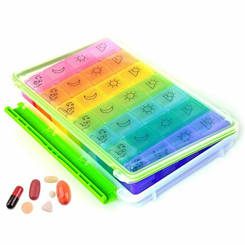 Weekly AM/PM Pill Box, Portable Travel Pill Organizer (7-Day / 4-Times-A-Da H9T7