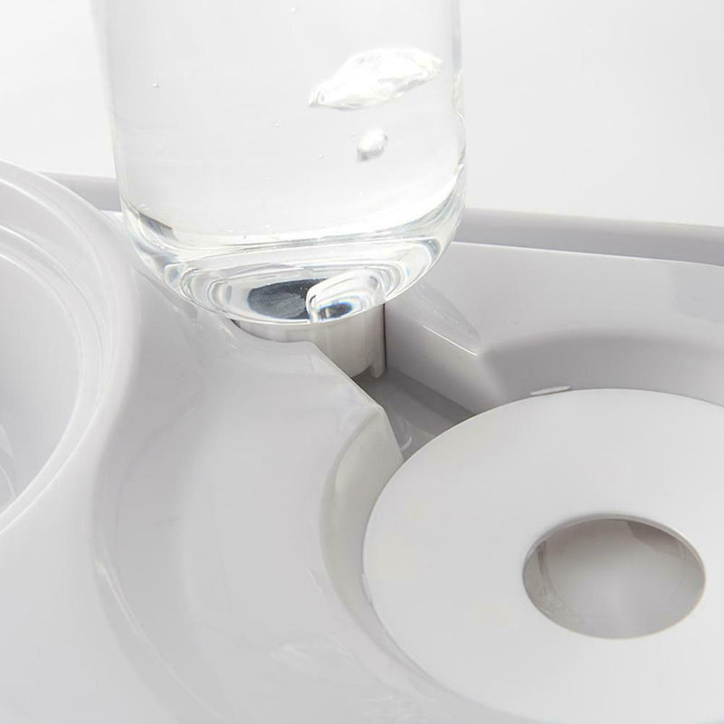 Pet Dog Automatic Water Food Feeder Dish Dual Port Drinking Feeding Basin Bowl