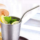 10 Piece Reusable Metal Straws Drinking Stainless Steel Brush Straw-Curved Z7I2