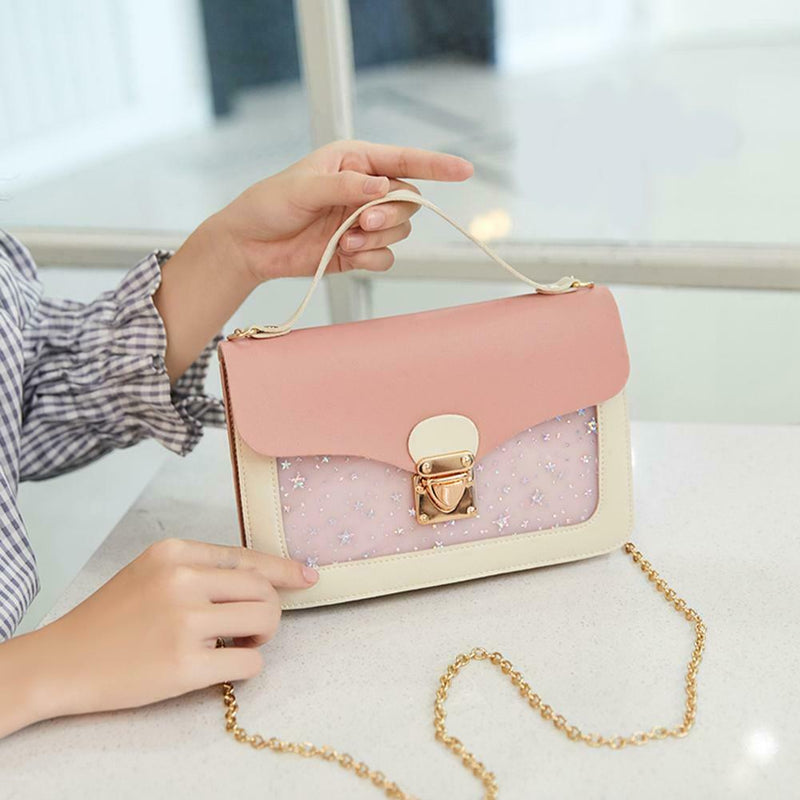 Cute Stars Pattern Shoulder Handbags Women Small Crossbody Bags (Pink)