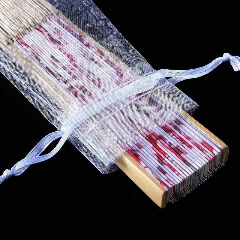 100 Pack Folding Hand Fan Pouch Drawstring Organza Bags Folding Fan Pocket  B4I7